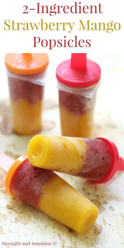 2-Ingredient Strawberry Mango Popsicles (Sugar-Free) Recipe by Strength & Sunshine
