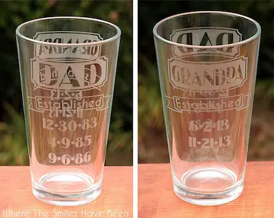 Duel Sided "Grandpa" + "Dad" Etched Glass Project by Where the Smiles Have Been