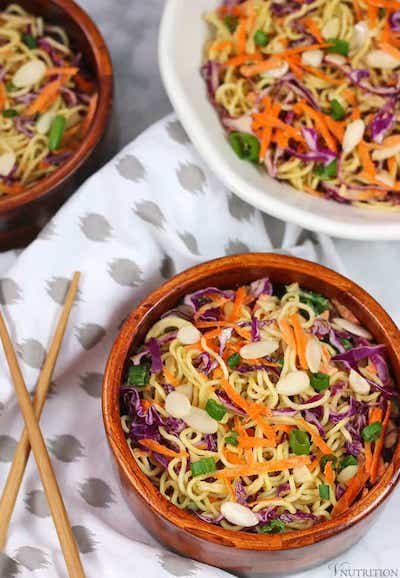 Healthy Vegan Ramen Noodle Salad Recipe + Photo by VNutrition