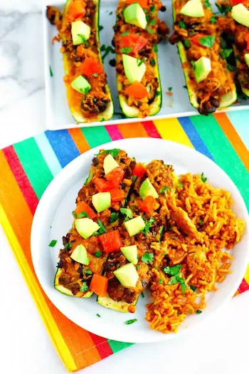 Healthy Zucchini Taco Boats Recipe + Photo via EASYBUDGETRECIPES.COM