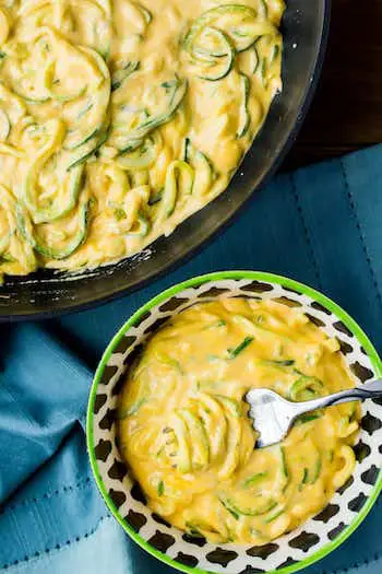 KETO MAC AND CHEESE WITH ZOODLES Recipe + Photo by Delicious Little Bites