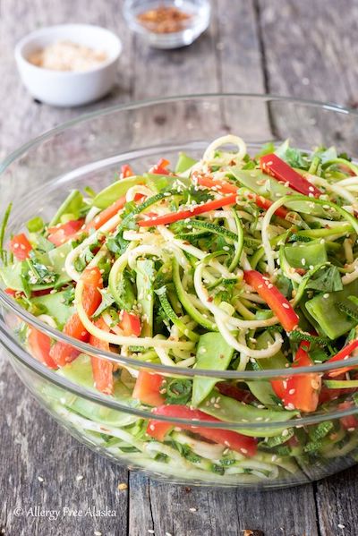 Sesame Zucchini Noodle Salad Recipe + Photo by Allergy Free Alaska