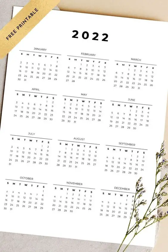 Minimal 2022 Calendar Printable FREE Yearly + Monthly Pages