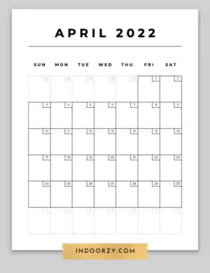 Free Minimal April 2022 Calendar Printable PDF
