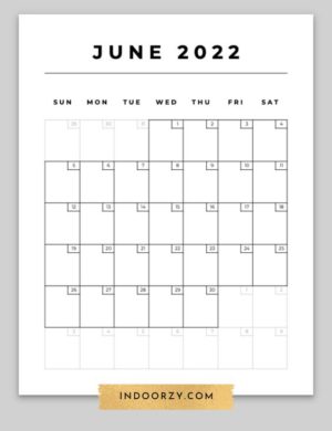 Free Minimal June 2022 Calendar Printable PDF