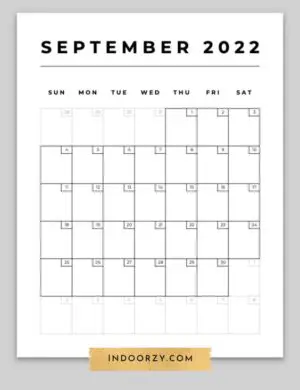Free Minimal September 2022 Calendar Printable PDF