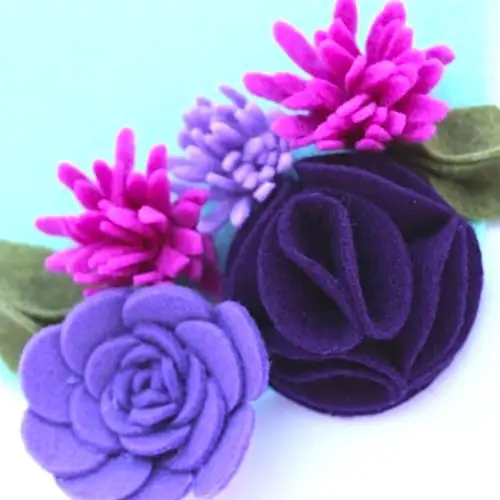 more purple felt flowers
