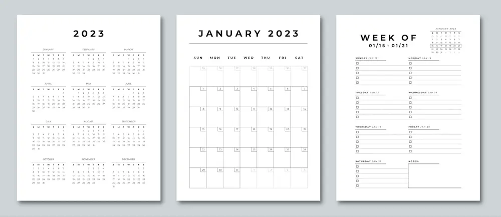 2023 Printable Calendars! Modern Minimalist Monthly, Weekly + FREE Yearly